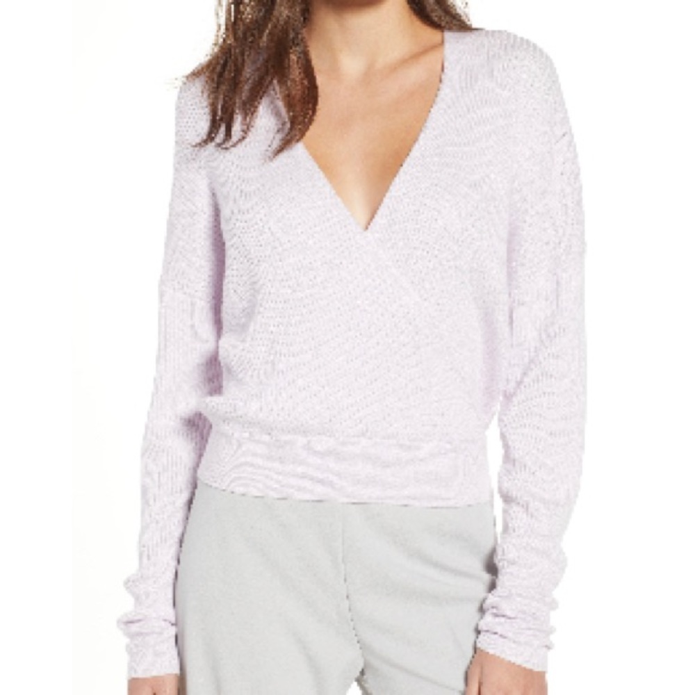 Leith V-Neck Rib Wrap Lavender Sweater